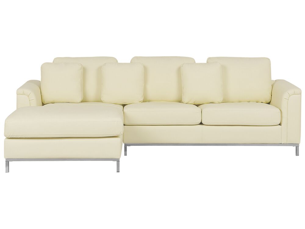 Corner Sofa 4 Seater OSLO Leather Light Beige Right Hand