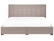 Bed with Storage Drawers LA ROCHELLE Fabric Light Grey 180 x 200 cm (EU Super King)_744837