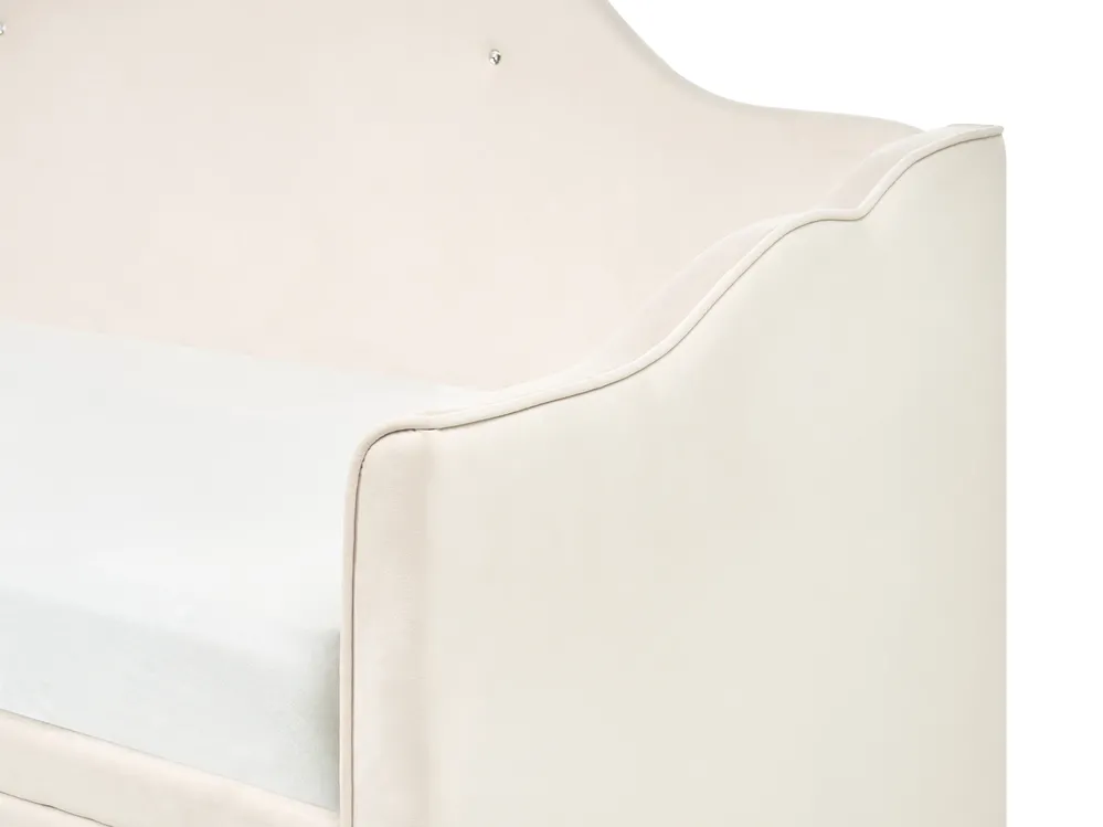 Łóżko wysuwane Welur LORETTE 90 x 200 cm Jasnobeżowy_1081005