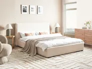 Lit avec sommier Bouclé LAVAUR 160 x 200 cm Blanc cassé_985463