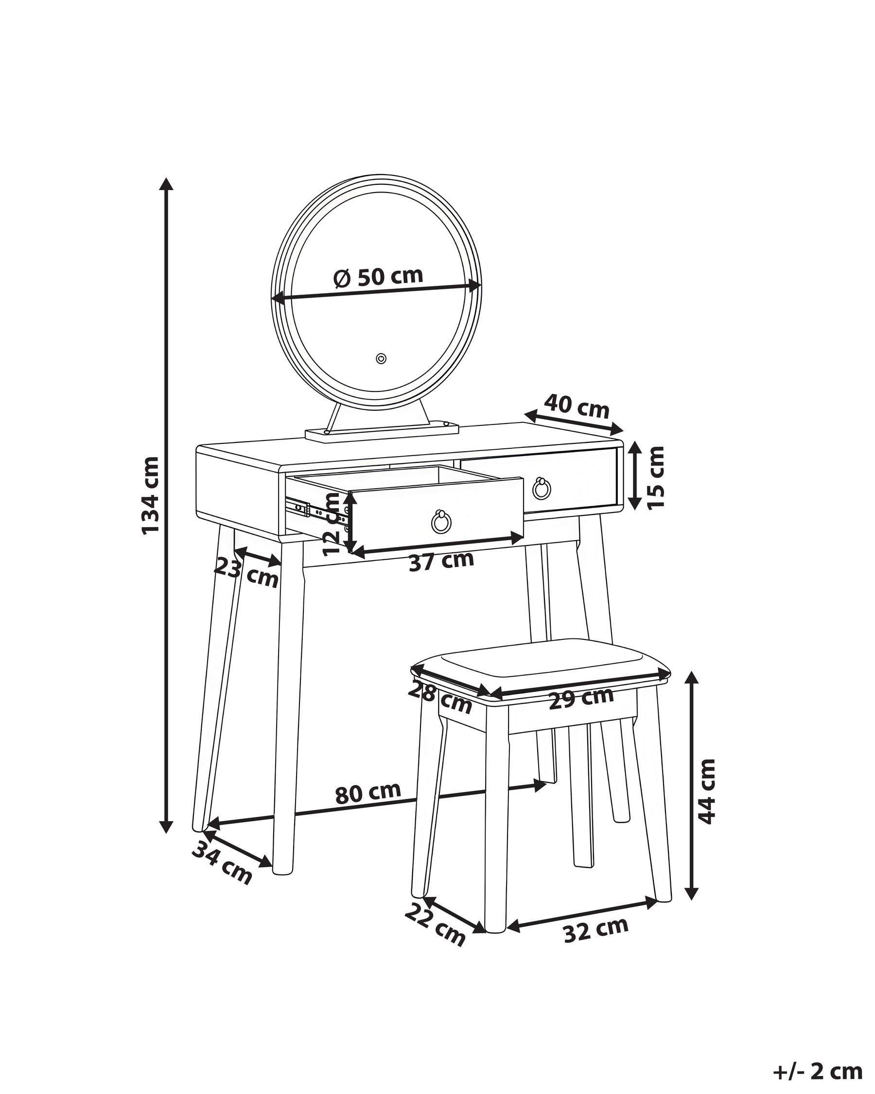 4 Drawers Dressing Table with LED Mirror and Stool Green and Gold FEDRY_844786 4 Drawers Dressing Table with LED Mirror and Stool Green and Gold FEDRY_844786