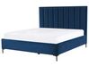 Letto matrimoniale con contenitore 180 x 200 cm in velluto blu SEZANNE_795482