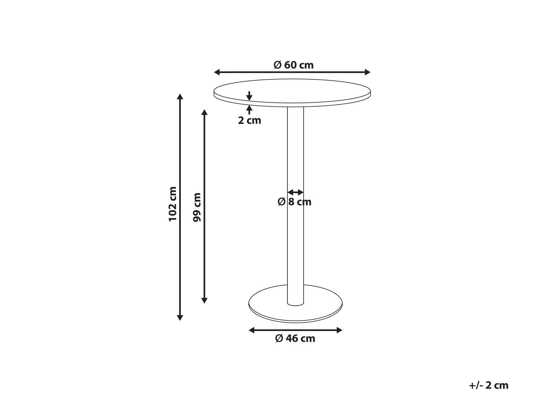 Bar Table MORELLA Light Brown/ White 60 cm 60 cm_998612
