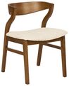 Set of 2 Dining Chairs Dark Wood and Beige MAROA_934298