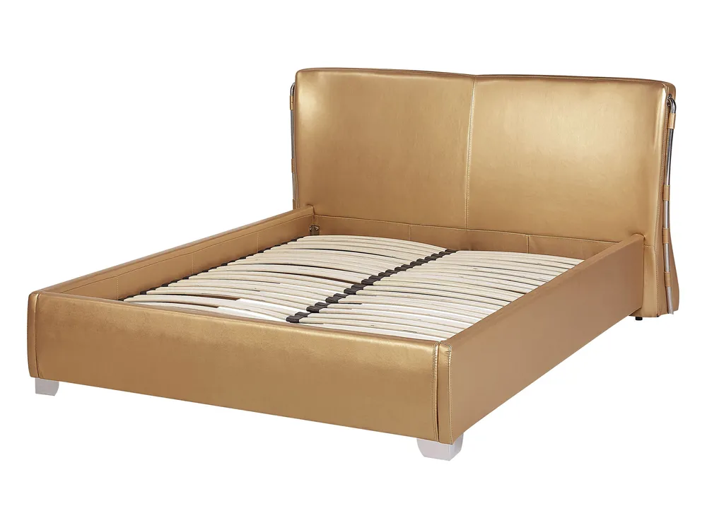 Bed Leather PARIS 140 x 200 cm (EU Double) Gold_745328