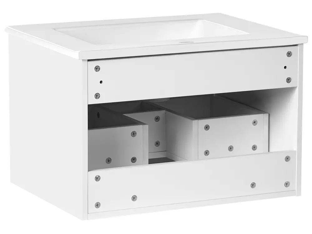 Wall Mounted Vanity Unit with Basin with Black Handle TILCARA White_1005977