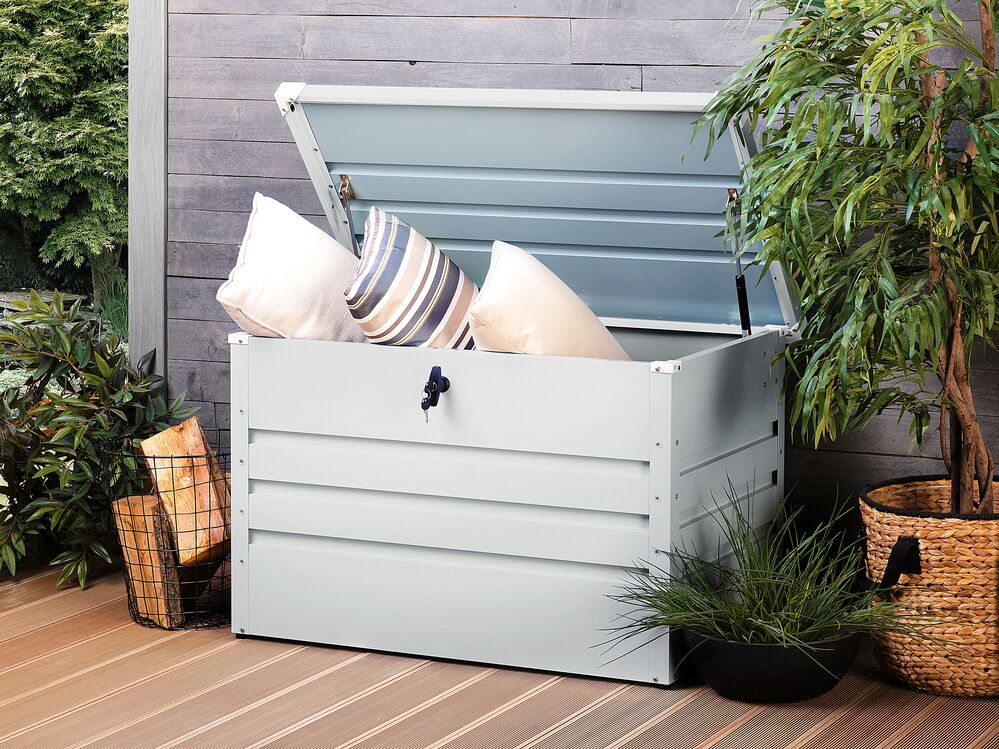 Storage Box CEBROSA 100 cm 62 cm Metal Light Grey