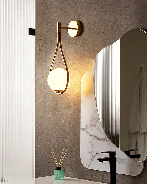 Applique Da Parete VANNI Mimosa - Lampada Orientabile In Ceramica Decorata A Mano, Colore Ocra