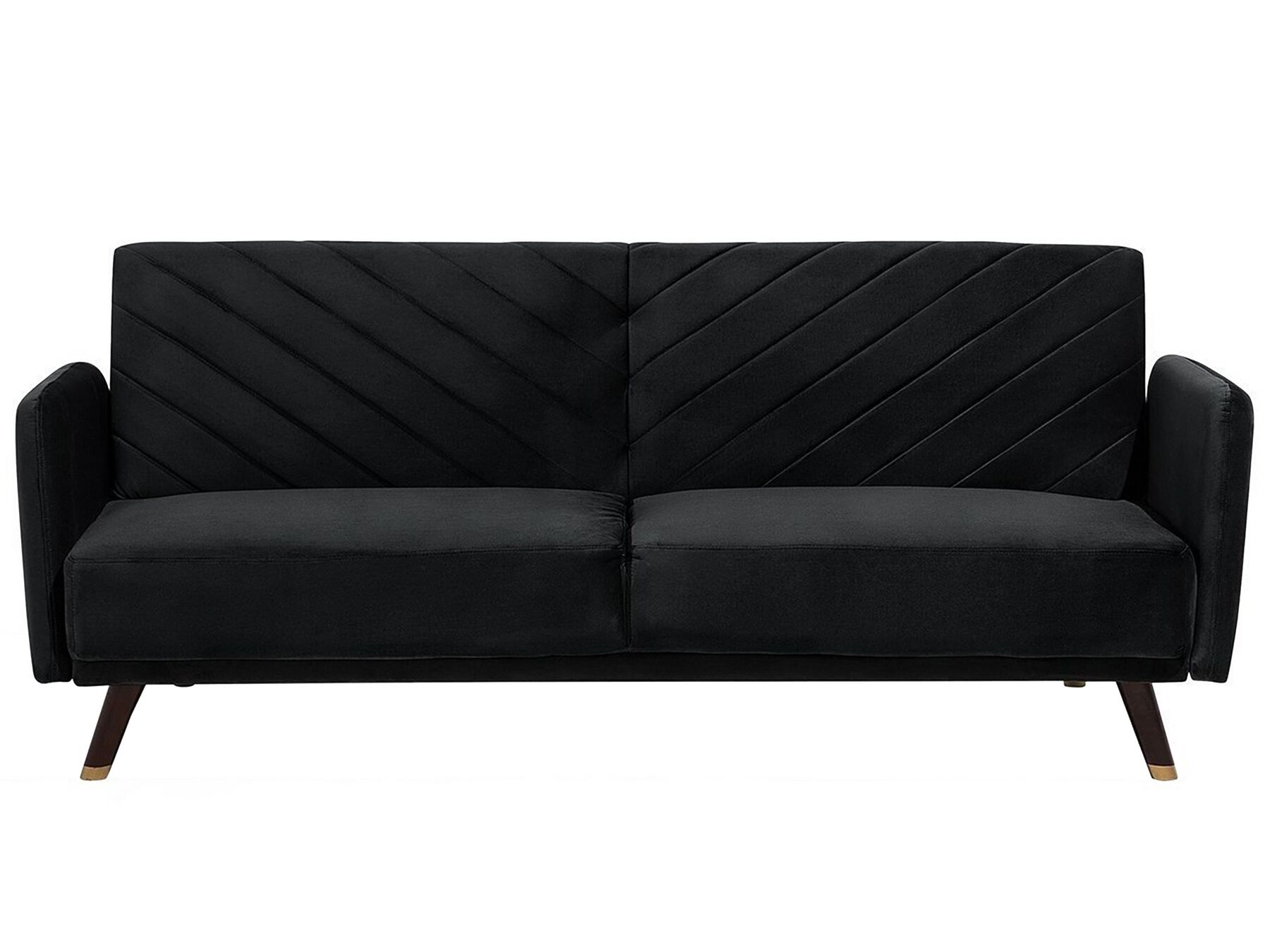 Sofá cama 3 plazas de terciopelo negro/madera oscura SENJA_714165
