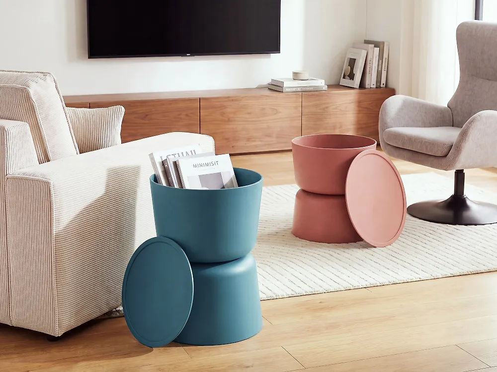 Set of 2 Side Tables ATACAMA 32/40 cm 32/40 cm Teal Orange_1172198