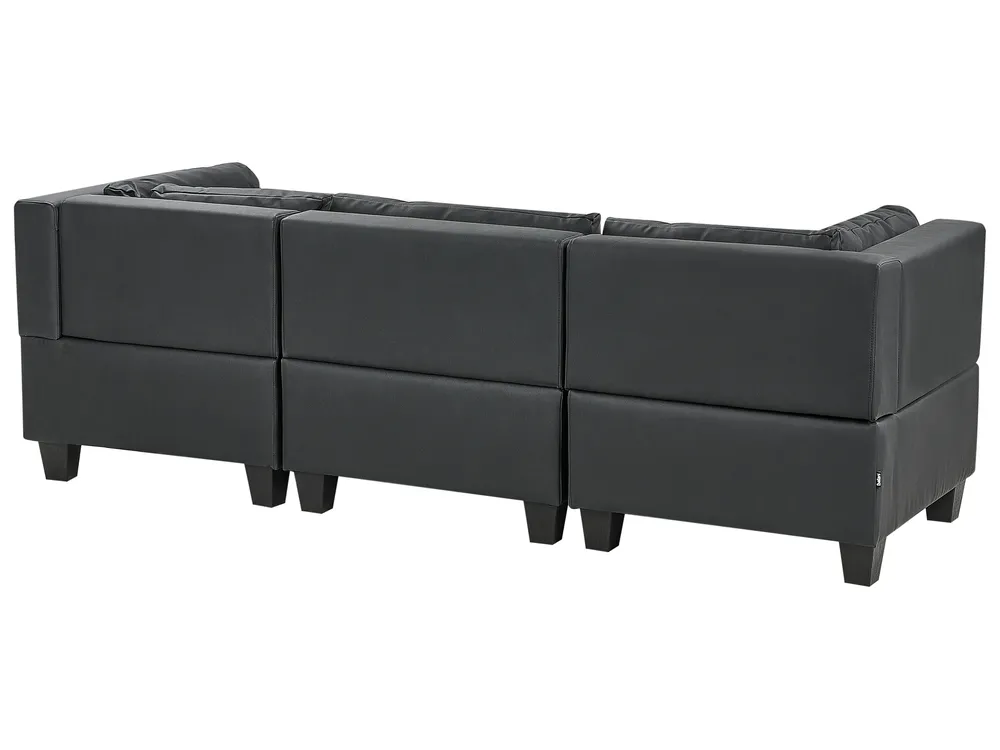 Divano modulare 3 posti UNSTAD Pelle sintetica Nero_936288