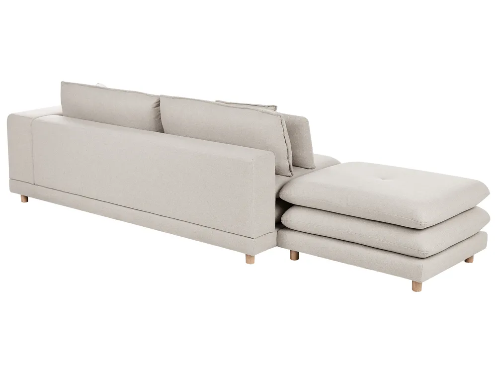 Divano 2 posti HEDEN con ottomana Tessuto Beige chiaro_950594