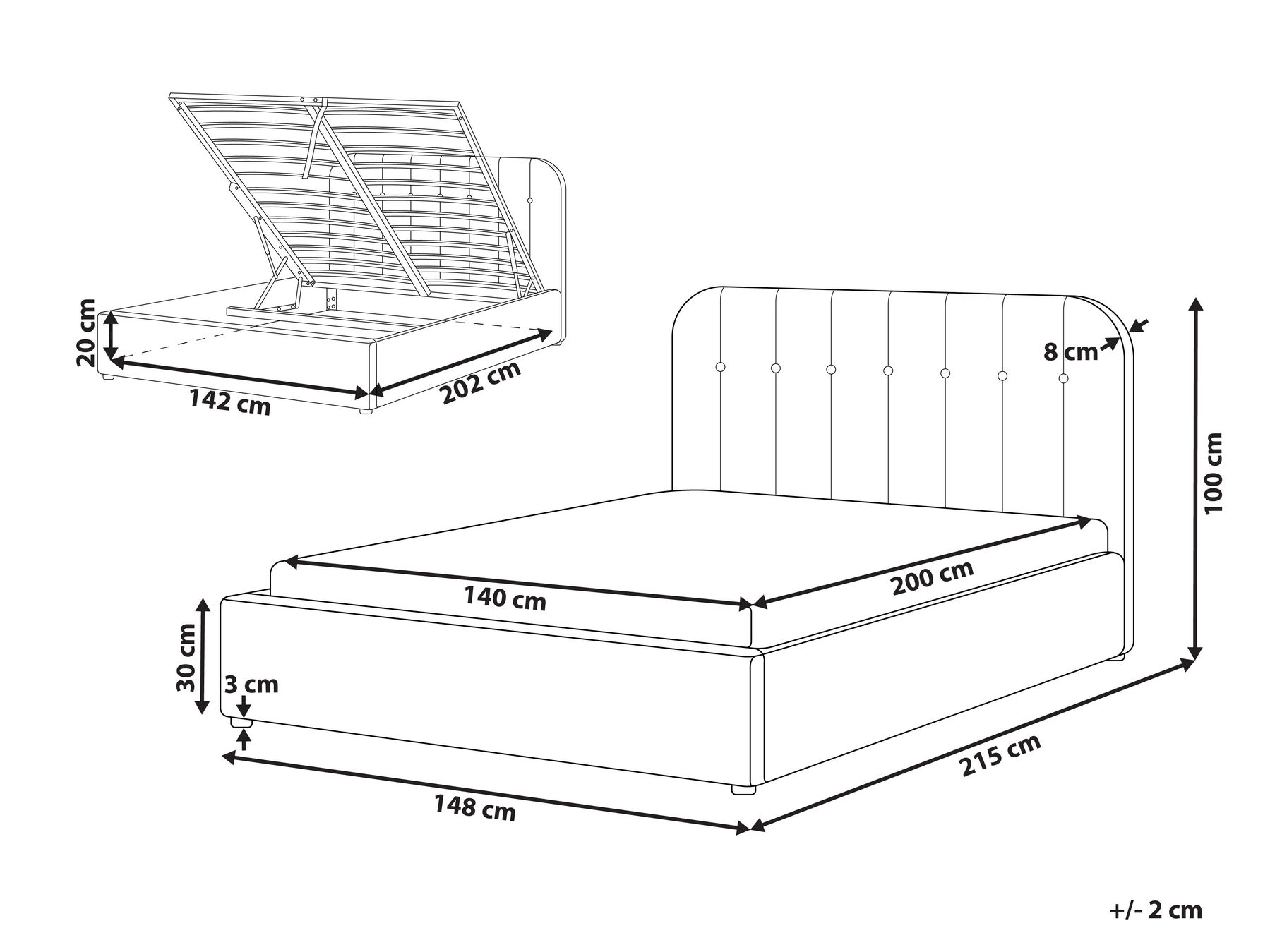 Letto contenitore CHALLANS Ciniglia Tortora 140 x 200 cm_1023059
