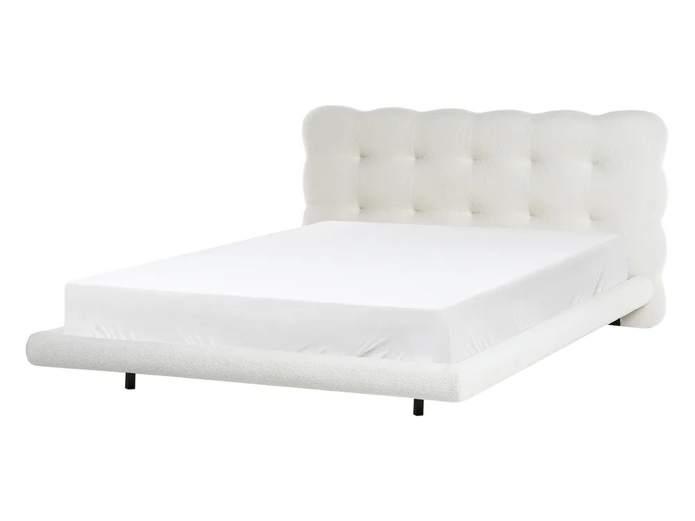 Bett mit Lattenrost Bouclé SOULISSE 140 x 200 cm Cremeweiß_1129879
