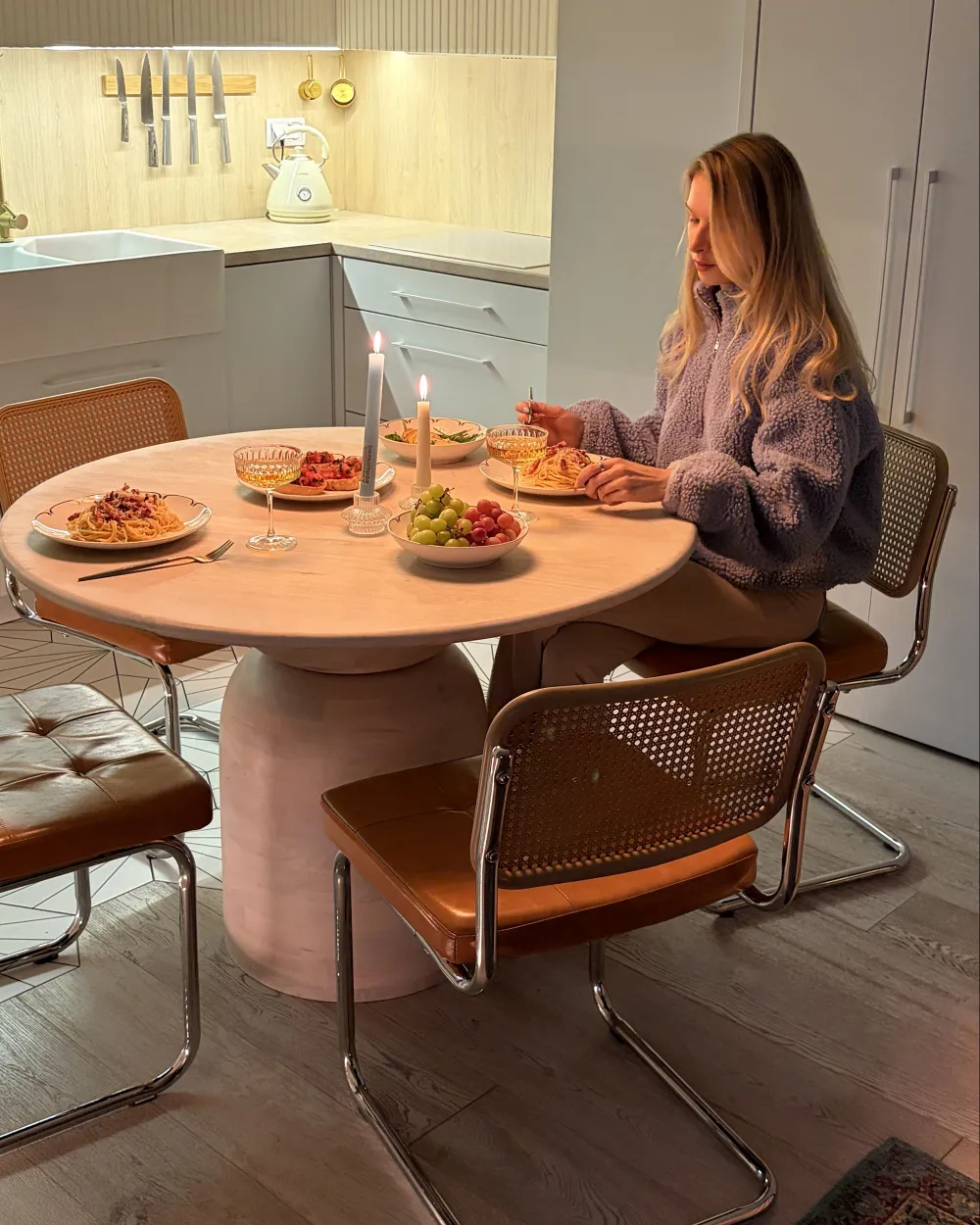 Dining Table MURTLE White 110 cm 110 cm Mango Wood_1176519
