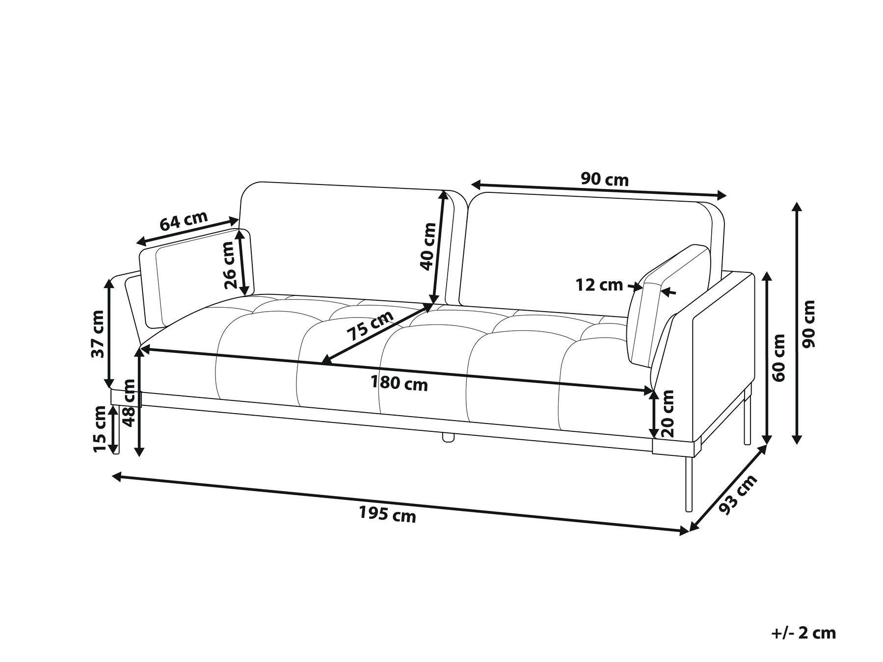 3 Seater Fabric Sofa Taupe SKAVEN _954535