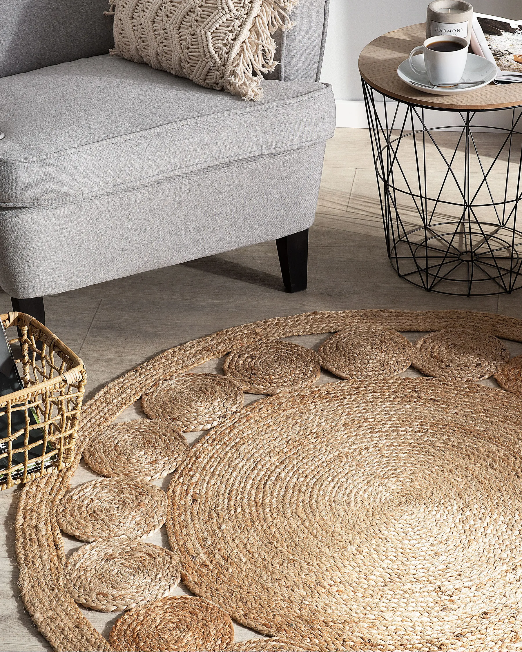 Rug AHLAT Beige ø 120 cm Jute_756610