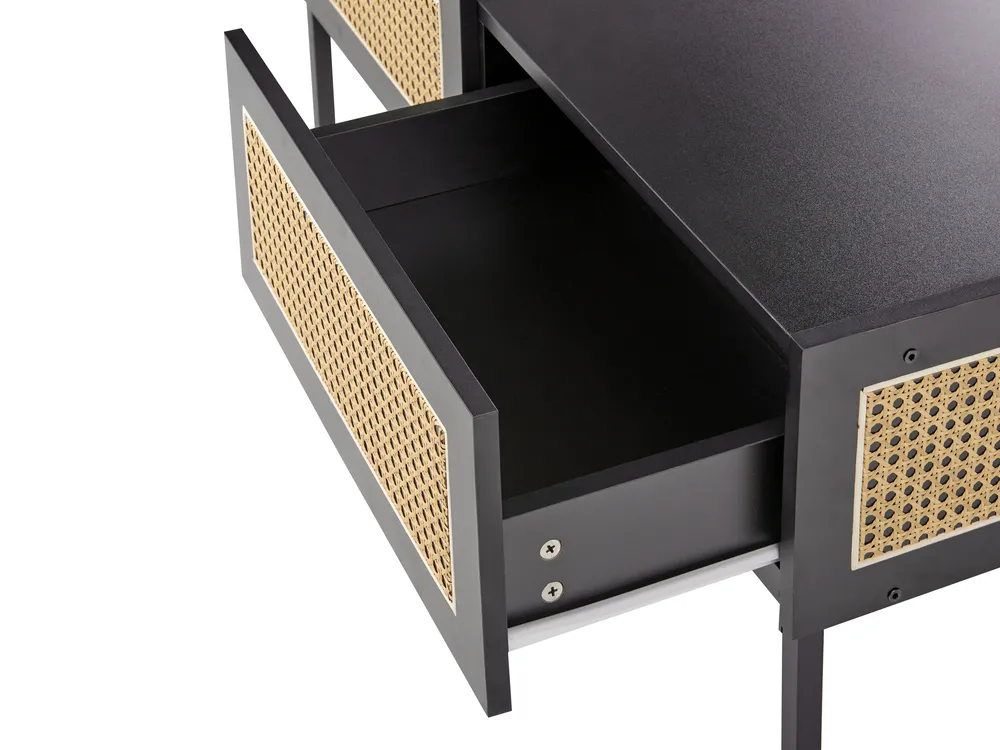 Coffee Table CULLEN with Storage Rattan Black_946511