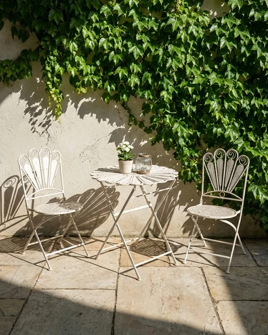 Set of 2 Garden Chairs PAVIA Folding Metal Off-White_1046254