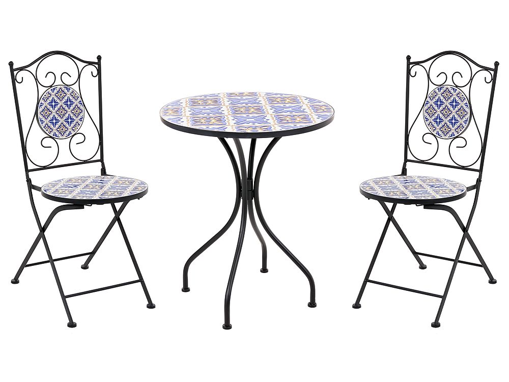 Bistro Set SIPONTO Metal White/ Blue