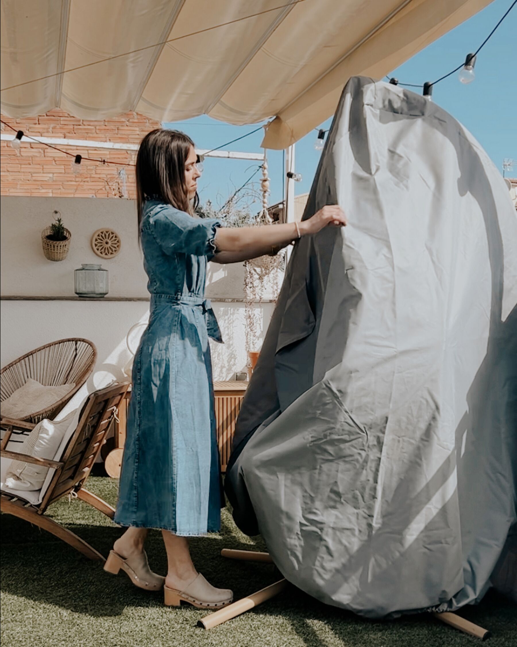 Pokrowiec ogrodowy na fotel wiszący 200 x 120 cm szary CHUVA_861741