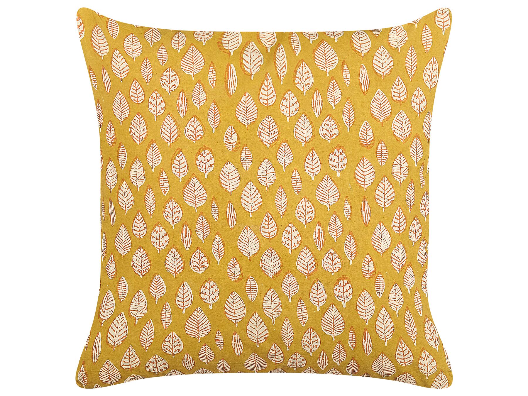 Cotton Cushion Leaf Pattern 45 x 45 cm Yellow GINNALA_839081