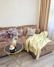 Corner Sofa Bed 3 Seater ABACKA with Storage Corduroy Light Brown Left Hand_982324