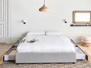 Bed with Storage Drawers without Headboard PRADES Fabric Light Grey 140 x 200 cm (EU Double)_996090