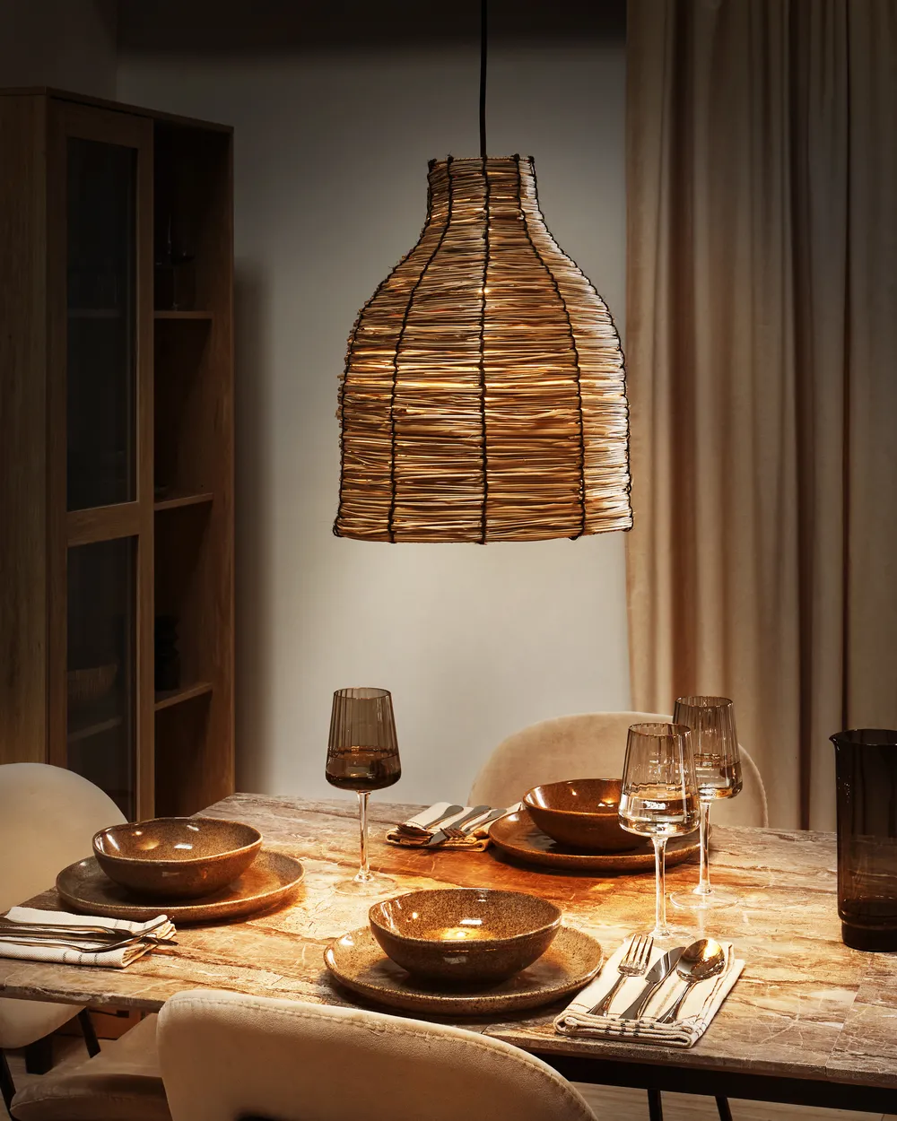 Lampa wisząca KELAKAS Plecionka Naturalny
