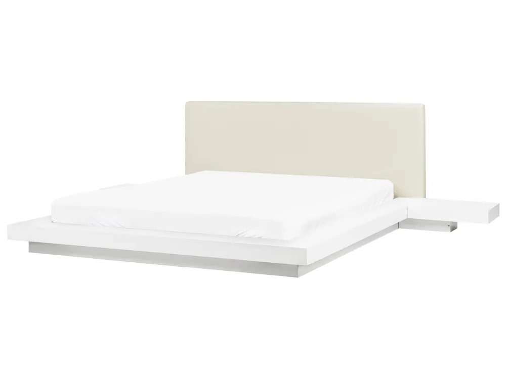 Bed with LED Faux Leather ZEN 160 x 200 cm (EU King Size) White_938349