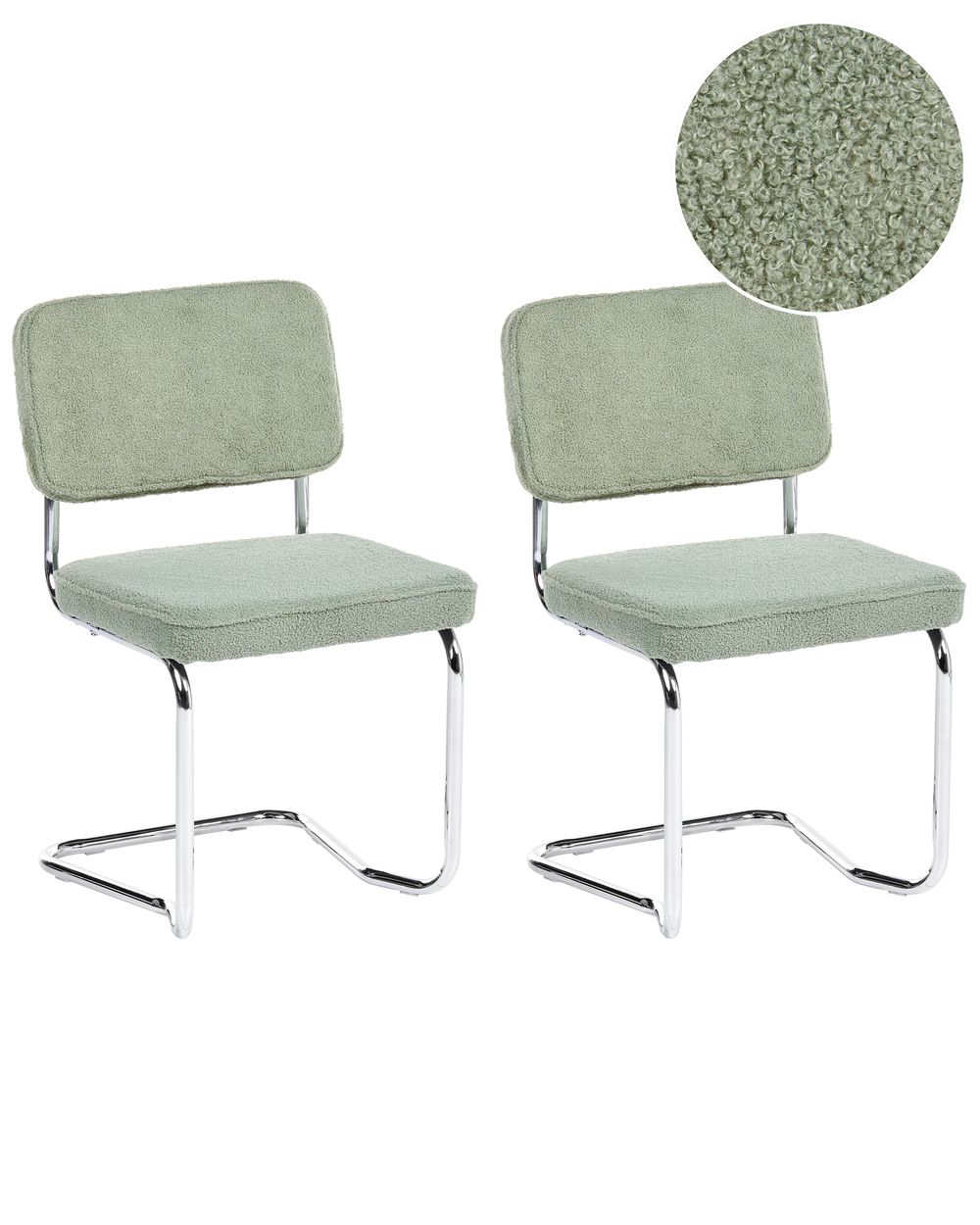 Zestaw 2 krzeseł do jadalni IRWIN Boucle Jasnozielony
