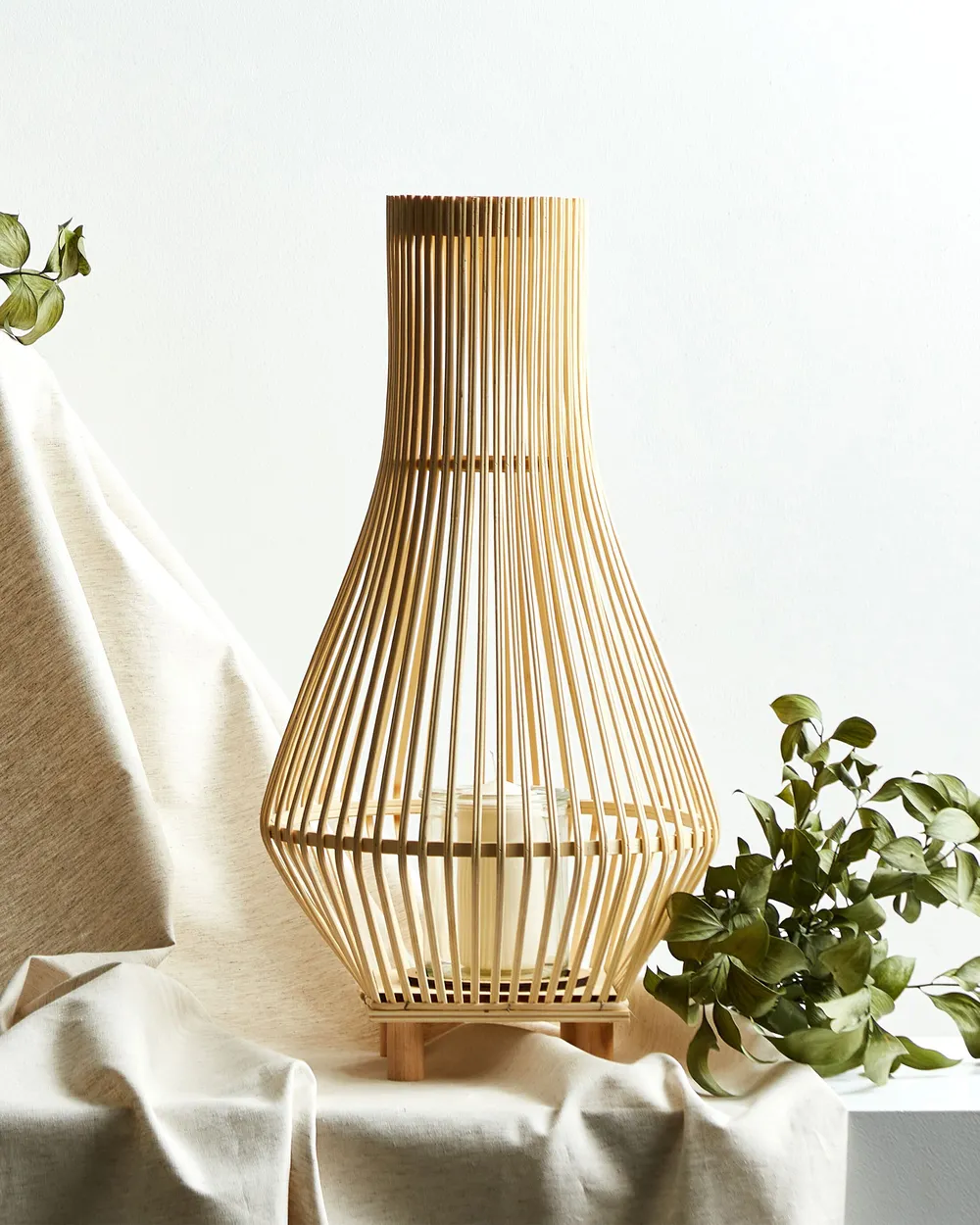 Lantern LEYTE 58 cm Willow Wood Light Brown_892151