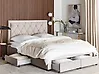 Bed with Storage Drawers LIEVIN Velvet Beige 160 x 200 cm (EU King Size)