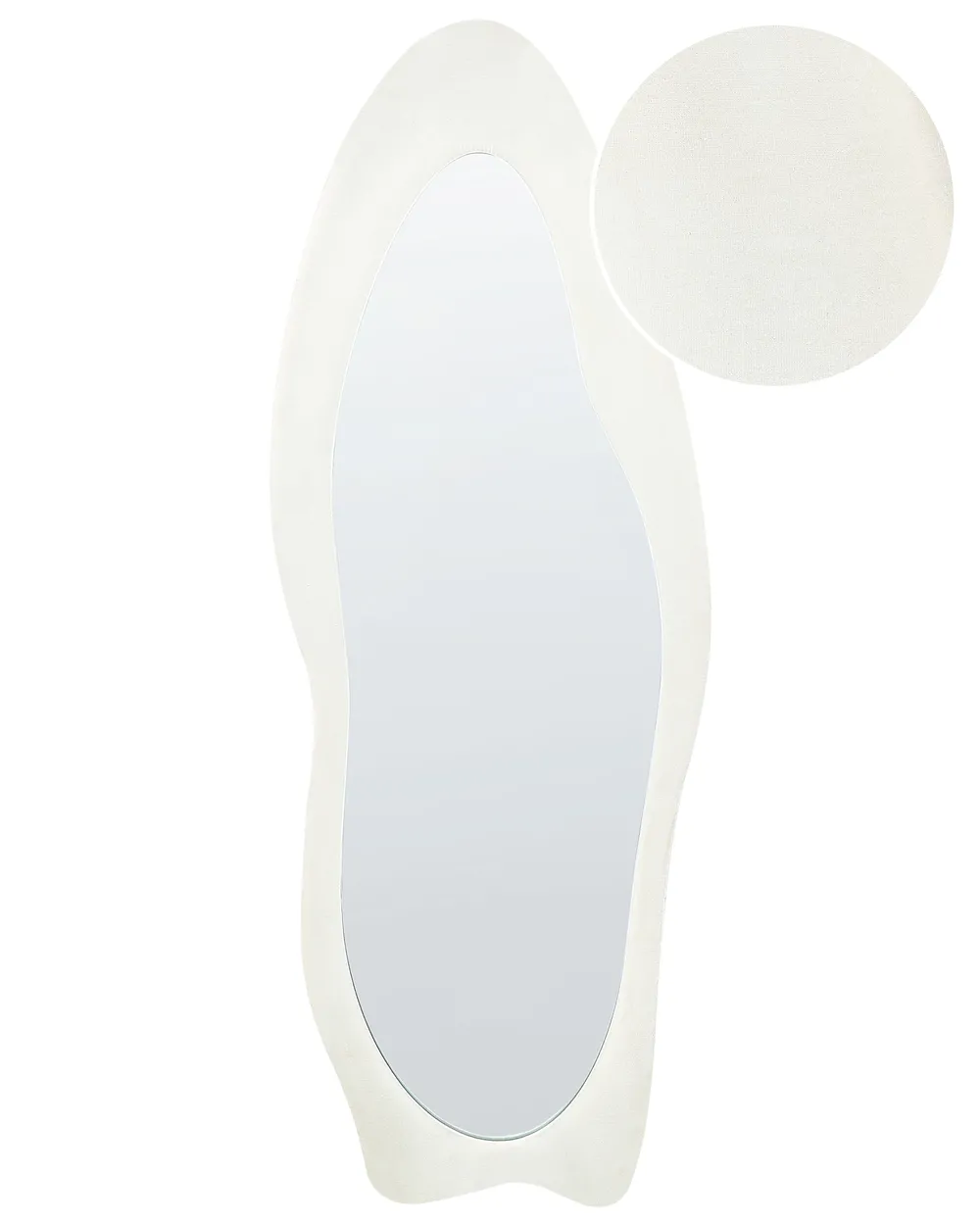 Lustro ścienne REIGNY 57 cm 160 cm Welur Biały