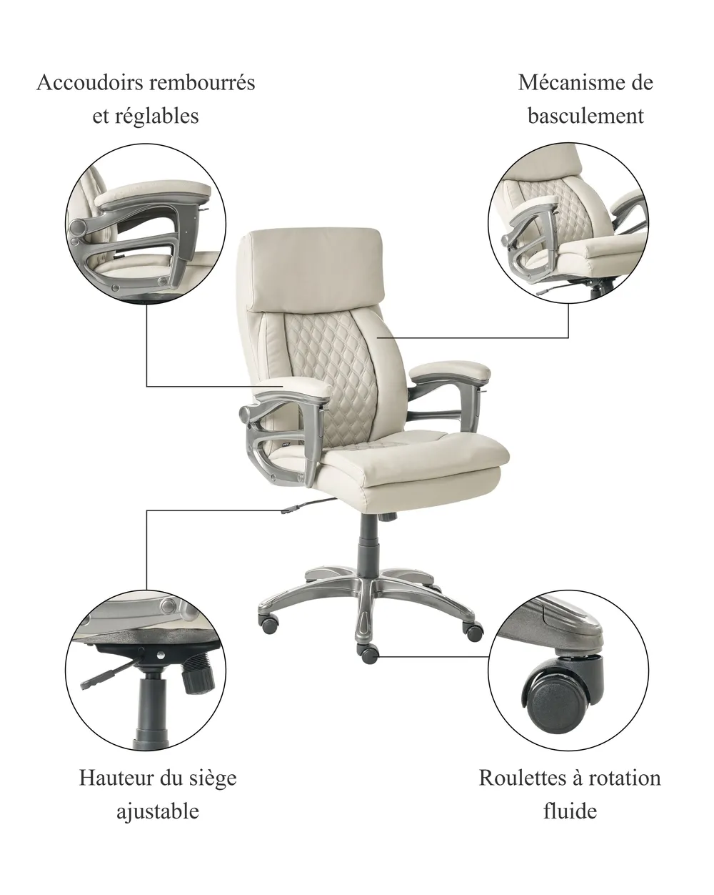 Fauteuil de bureau GALLANT Cuir PU Beige_995385