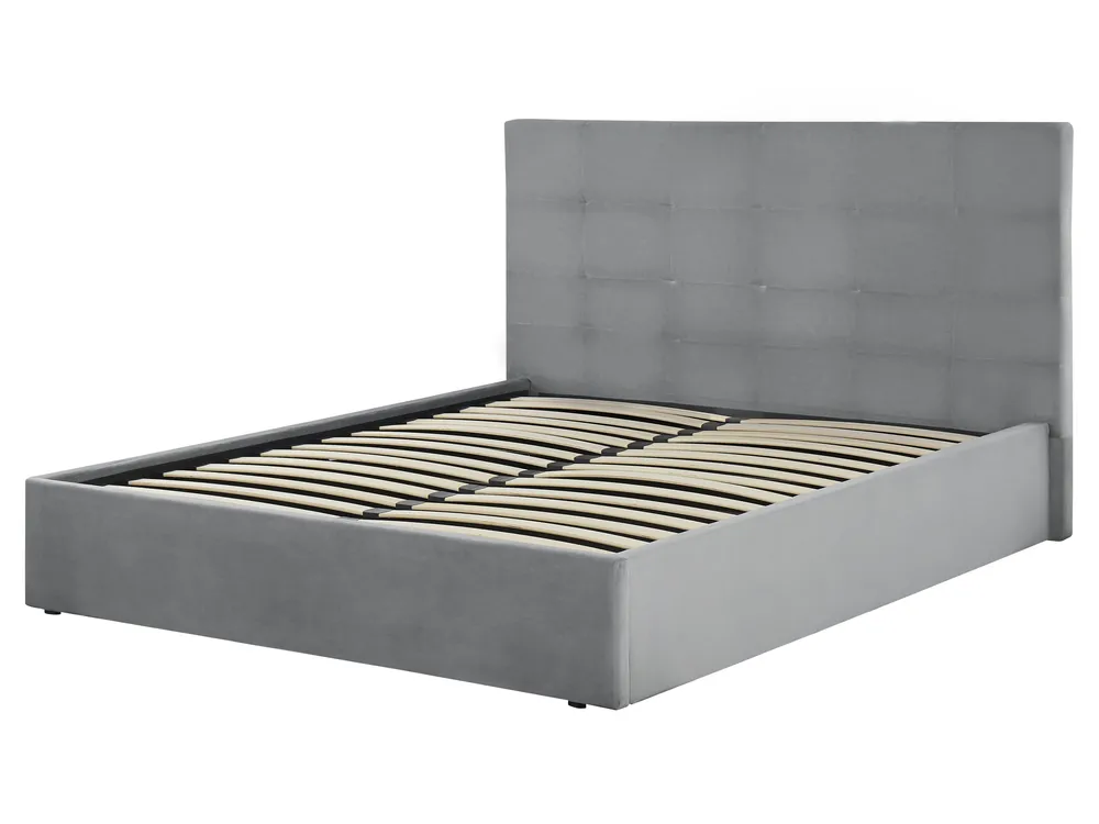 Ottoman Bed LORIENT Velvet Light Grey 160 x 200 cm (EU King Size)_827078