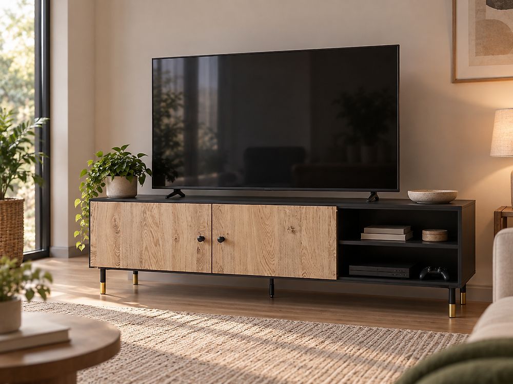 TV Stand ABILEN Brown/ Black
