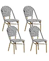 Set of 4 Garden Chairs RIFREDDO PE Rattan Black/ White