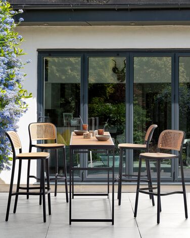 Set of 4 Bar Chairs Beige and Black PLOSE