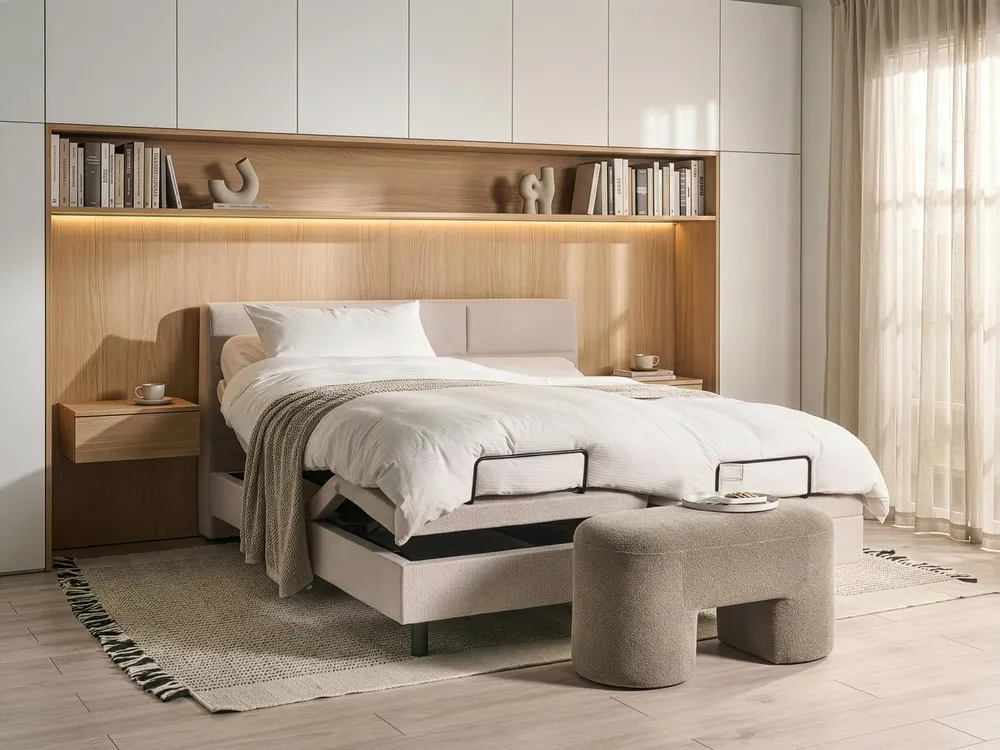 Adjustable Bed Fabric VICEROY 180 x 200 cm (EU Super King) Light Beige_1062013