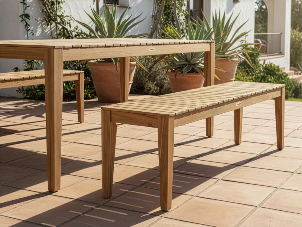 Garden Dining Set with Benches 6 Seater CHIOGGIA Certified Acacia Wood Light Brown_1039934