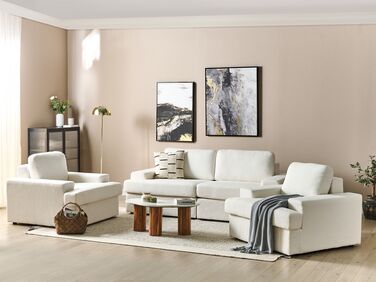 5 Seater Boucle Living Room Set White ALLA