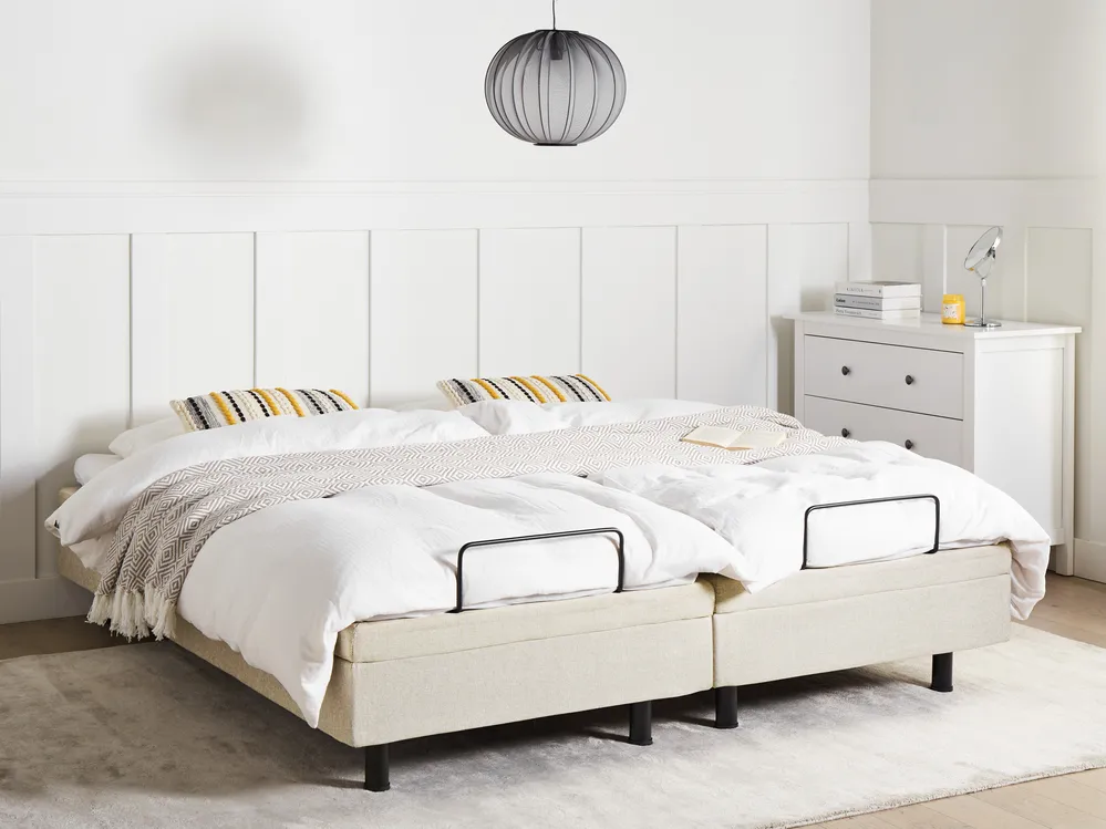 Dobbelt elevationsseng beige 160 x 200 cm DUKE II