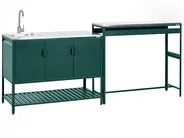 Set cucina da esterno 2 elementi con lavello MAENZA Verde Metallo_1045134