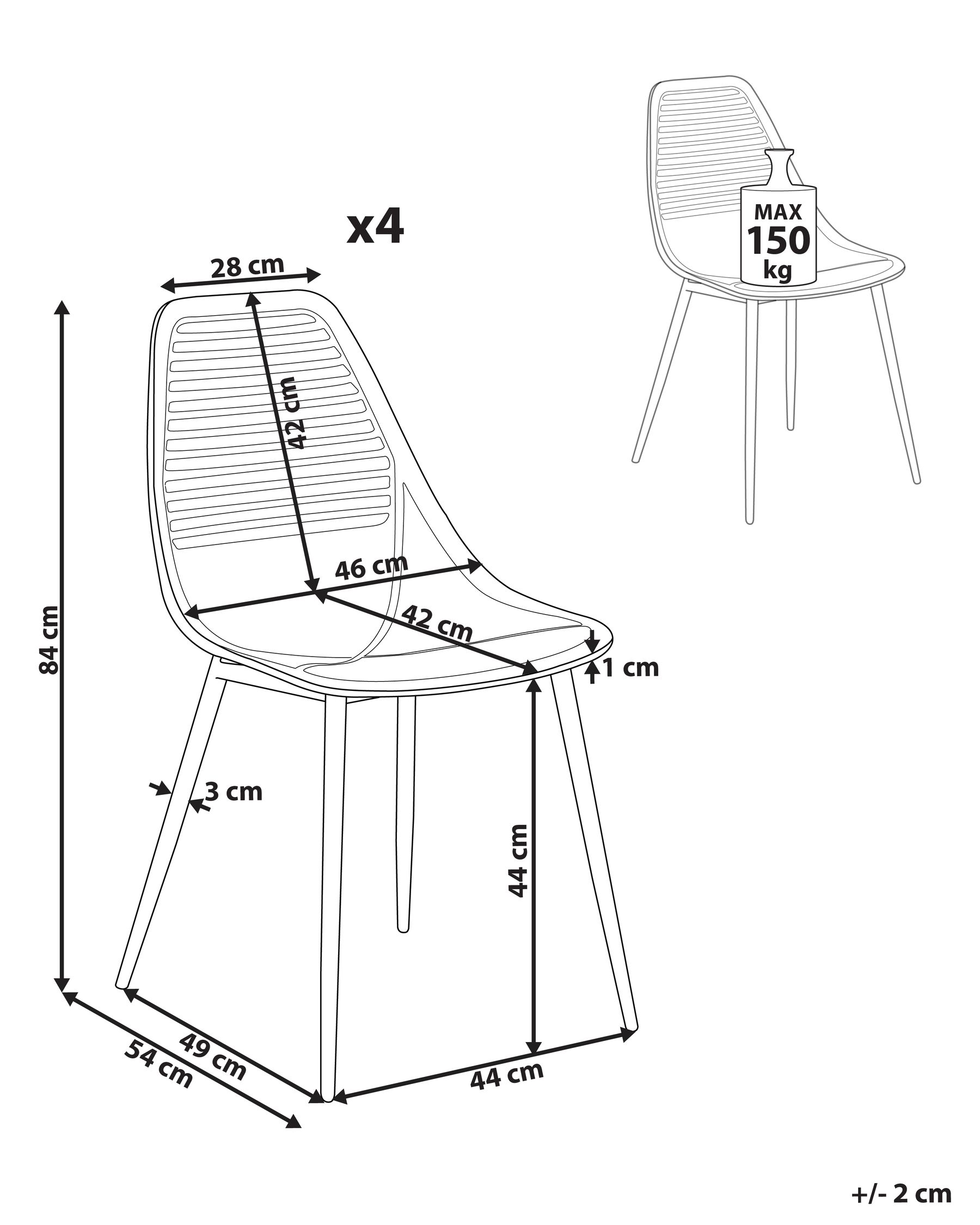 Set di 4 sedie da pranzo in tessuto nero | Leroy Merlin