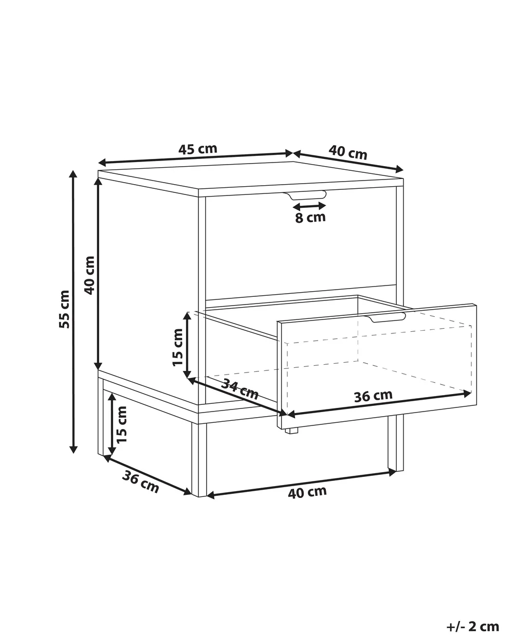 2 Drawer Bedside Table ADELAIDE White_1012028