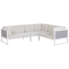 Lounge Set Aluminium weiß 6-Sitzer linksseitig Auflagen cremeweiß CASTELLA_932028