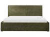 Boucle EU Super King Size Ottoman Bed Dark Green MOISSAC_928946