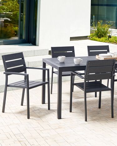 Set of 6 Garden Dining Chairs Black VERNIO