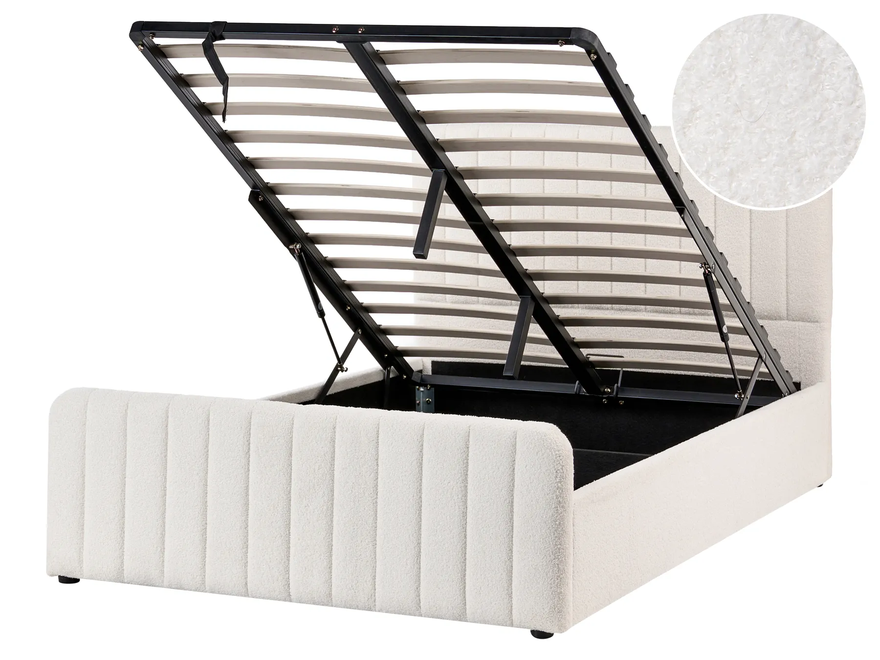 Ottoman Bed LUNAN Boucle White 120 x 200 cm (EU Small Double)_1048270